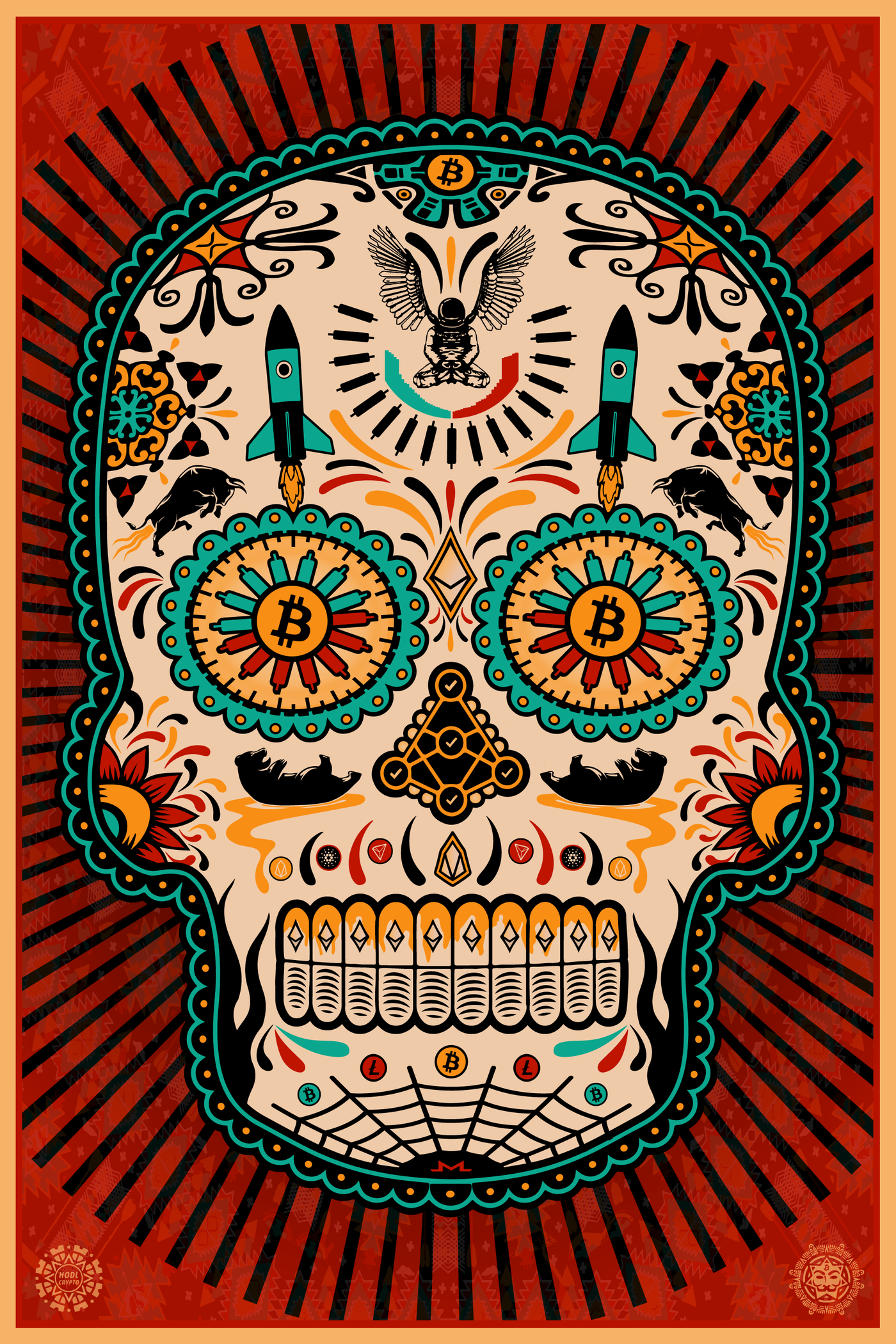Day of the Dead, Dia de Muertos by artist Lucho Poletti, a.k.a. hodl crypto