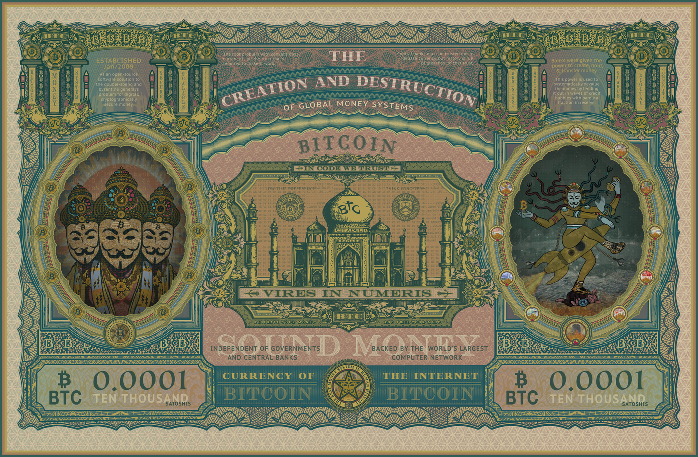 The Creation and Destruction of Global Money Systems (Bitcoin Art by Lucho Poletti)