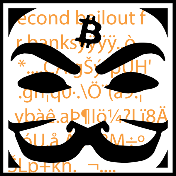 Satoshi Icon 1 Genesis — animated Satoshi Mask inscription on Bitcoin by Lucho Poletti